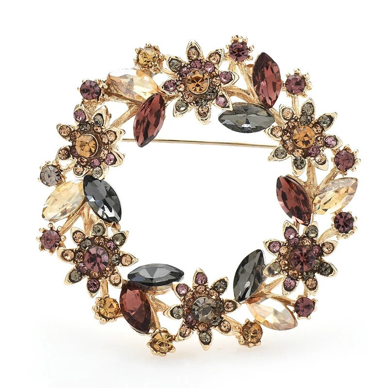 Wuli&baby Broșe cu coroană strălucitoare Femei Unisex 3 culori Strass Frumusețe Flori Cerc Broșă Ace Cadouri