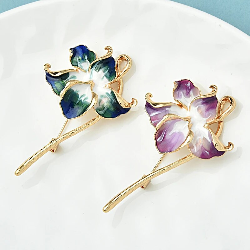 Wuli&baby Emalja Ziedu Piespraudes Piespraudes Sievietēm Jauns Dizains 2-krāsu Eleganti Augi Ballīte Biroja piespraudes Piespraudes Dāvanas