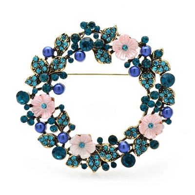 Wuli&baby ilusad ümmargused lilledega prossid naistele 2-värvilised säravad lilleõied, peo-kontori prossinõelad, kingitused