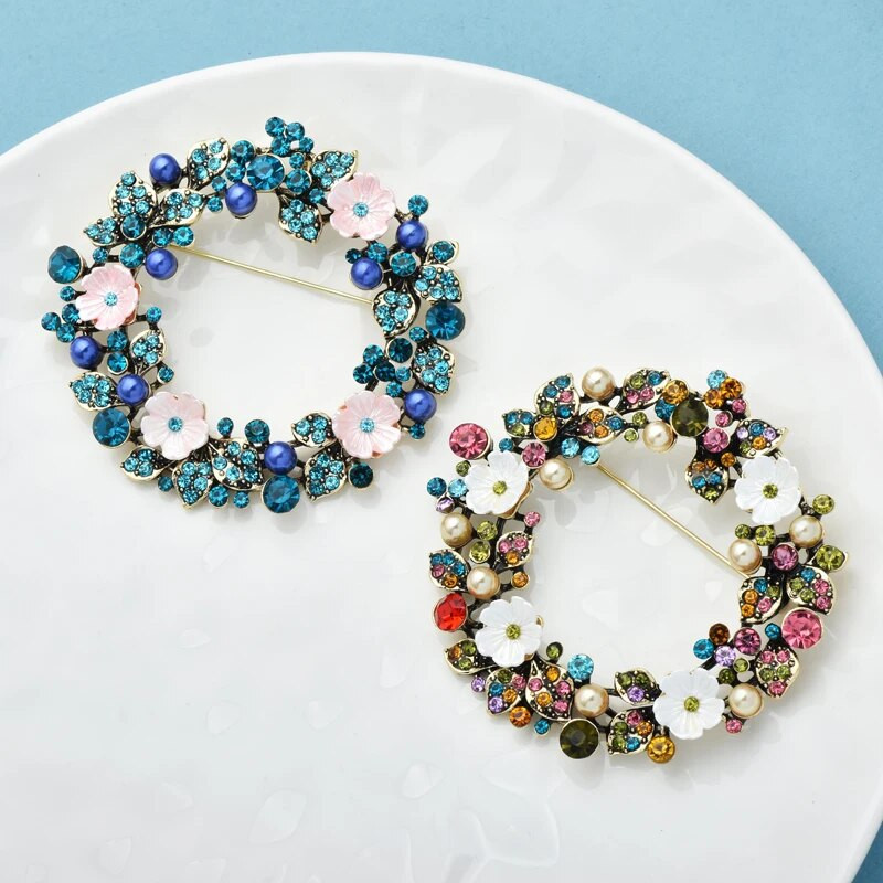 Wuli&baby ilusad ümmargused lilledega prossid naistele 2-värvilised säravad lilleõied, peo-kontori prossinõelad, kingitused