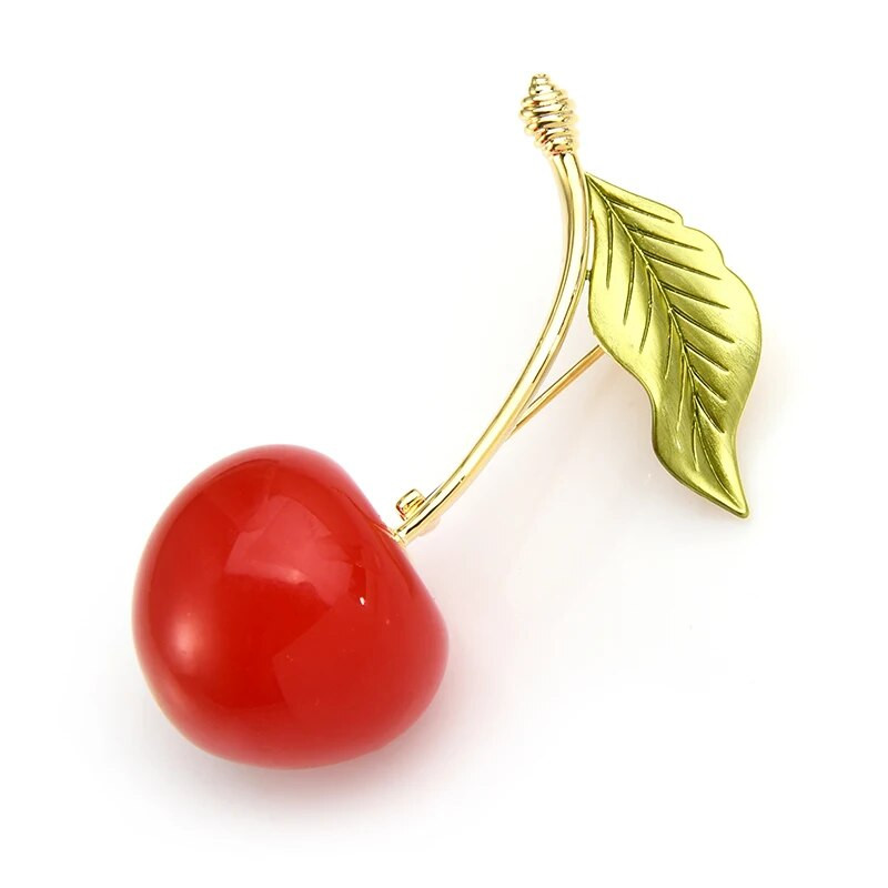 Wuli&baby 2020 uued kirssprossid naistele, 3-värvilised punase emailiga kirsipuuviljad, pulmad, vabaaja peokenõelad, kingitused