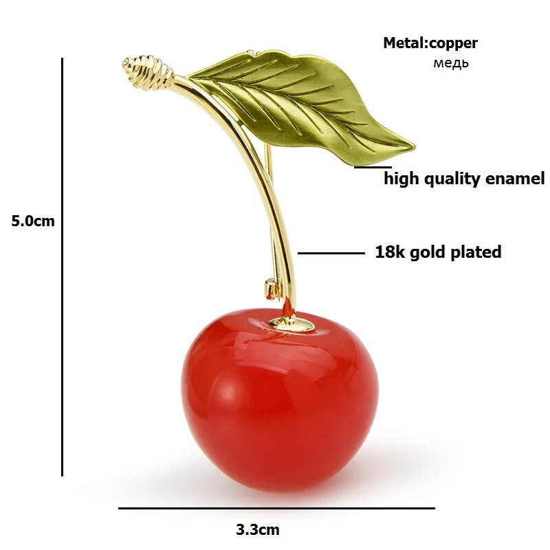Wuli&baby 2020 uued kirssprossid naistele, 3-värvilised punase emailiga kirsipuuviljad, pulmad, vabaaja peokenõelad, kingitused