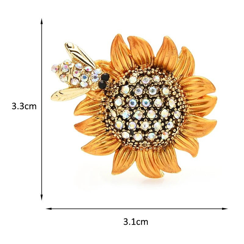 Wuli&baby Rhinestone bišu un saulespuķu saktas sievietēm Sieviešu 3 krāsu emaljas ziedu ballītei ikdienas saktas piespraudes dāvanas