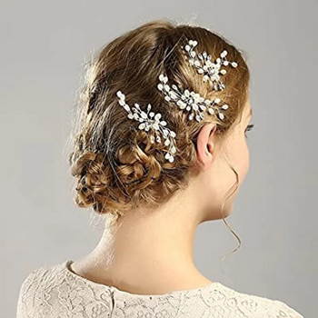 Корейски перлени кристали Фиби за коса Лоза Бяло цвете Сватбена булчинска шапка Гребен за коса Лента за глава Ретро чар Шапки Бижута