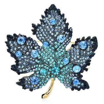 Καρφίτσες WuIi&baby Shining Maple Leaf για Γυναικείες Unisex 3χρωμα Rhinestone Beauty Plants Δώρα καρφίτσας γραφείου για πάρτι