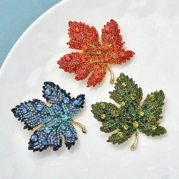 Καρφίτσες WuIi&baby Shining Maple Leaf για Γυναικείες Unisex 3χρωμα Rhinestone Beauty Plants Δώρα καρφίτσας γραφείου για πάρτι