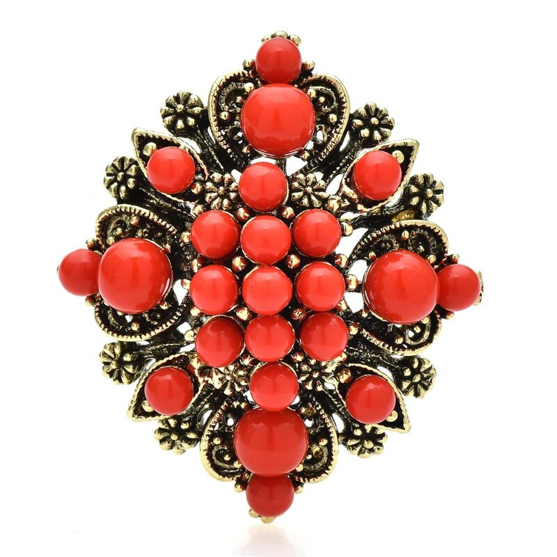 Wuli&baby Vintage Gėlės Sagės Smeigtukai Moterims Unisex 2 spalvų nacionalinio stiliaus geometrinės sagės segtukai Dovanos