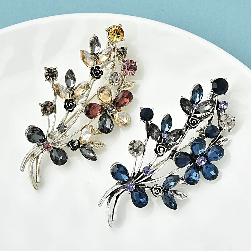 Wuli&baby Shining Flower Bouquet Καρφίτσες για Γυναικείες Unisex 2χρωμα Όμορφα φυτά για πάρτι Καρφίτσες καρφίτσας γραφείου Δώρα