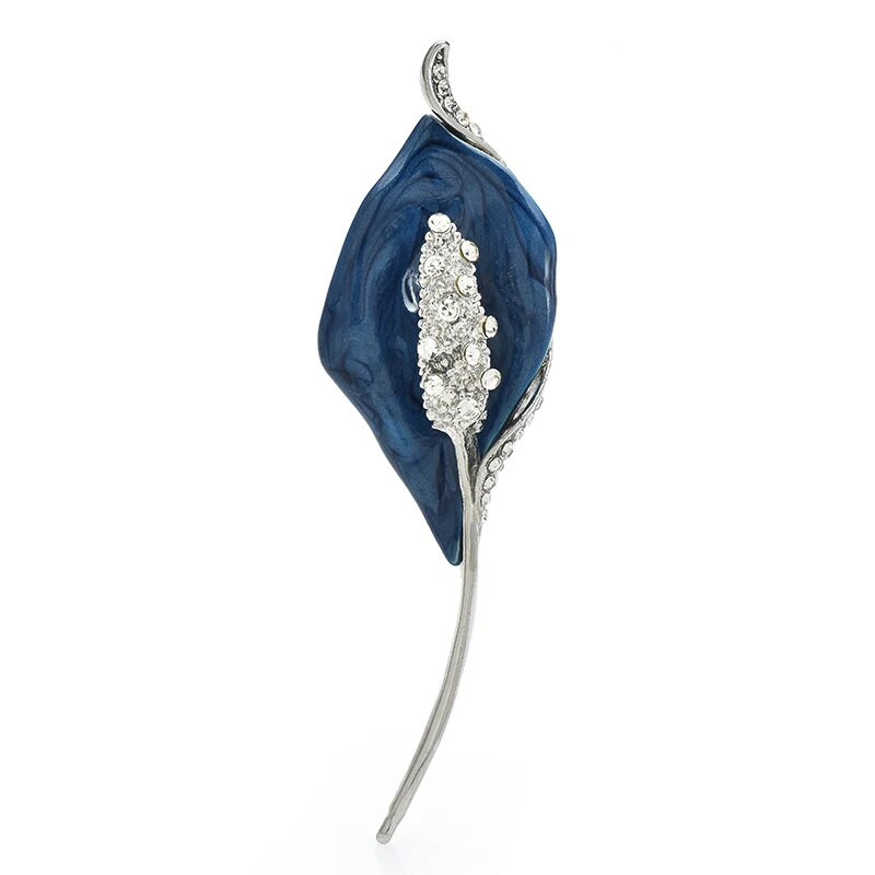 Wuli&baby emalio lelijos gėlėtos sagės moterims Unisex 4 spalvų Kalnų krištolas, tinkantys augalai Vakarėliui Biuro sagės segtukai Dovanos