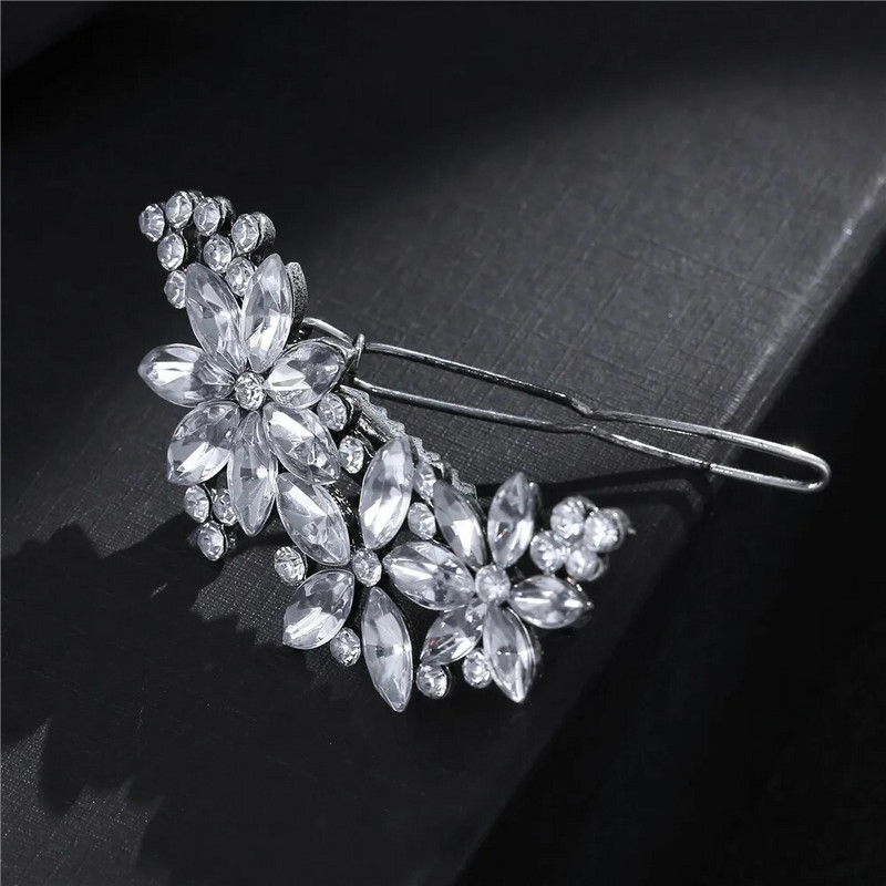 Mode Sieviešu Dāmu Kristāla Rhinestone Kāzu kāzu Ziedi Matu rokturi Matu sprādzes Matu Spraudītes Matu Rotaslietas Matu Aksesuāri