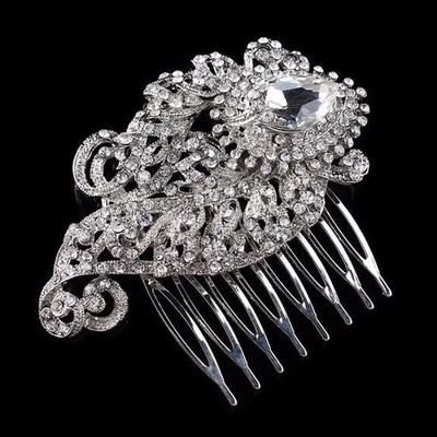 Long Luxury Crystal Leaf Pruudi peakate lillepärliga pulmajuuksekammid naistele Aksessuaarid Tüdrukute peakate