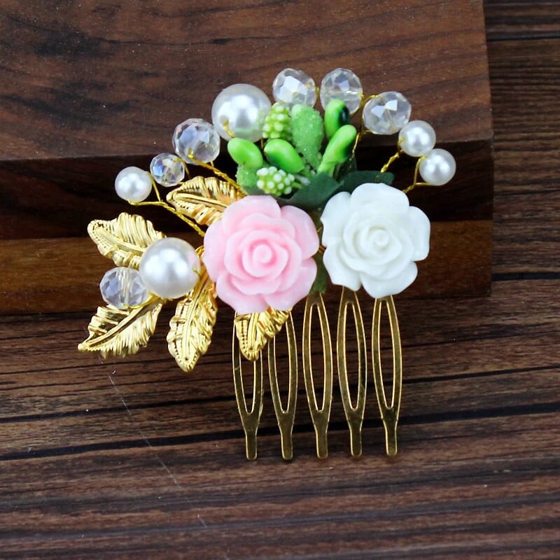 Long Luxury Crystal Leaf Pruudi peakate lillepärliga pulmajuuksekammid naistele Aksessuaarid Tüdrukute peakate