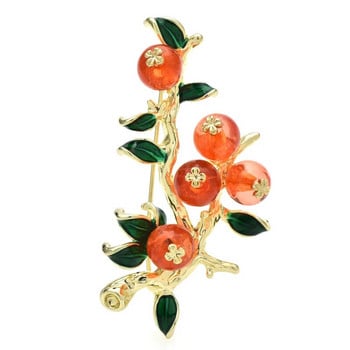 Wuli&baby Tasty Persimmon Fruits Брошки за жени Унисекс 2-цветни Beauty Party Brooch Office Brooch Pin Gifts