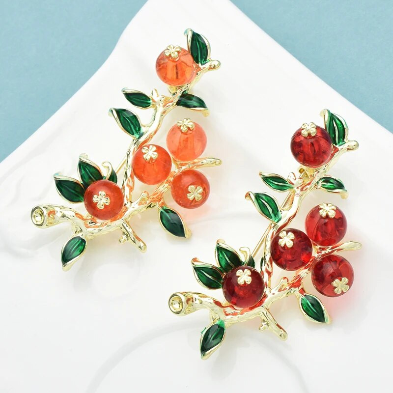 Wuli&baby Tasty hurma puuviljad prossid naistele Unisex 2-värviline Beauty Party Office prossinõelad Kingitused