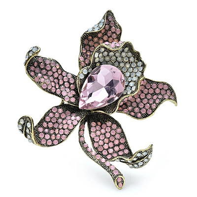 Wuli&baby suured luksuslikud lilledega prossid, naiste 3-värvilised sädelevad kivikristallid, võluvad taimed, peo-kontori prossid