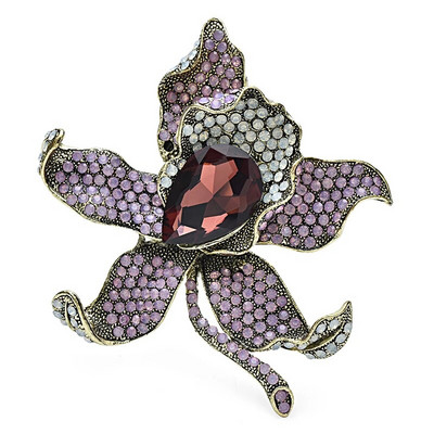 Wuli&baby suured luksuslikud lilledega prossid, naiste 3-värvilised sädelevad kivikristallid, võluvad taimed, peo-kontori prossid