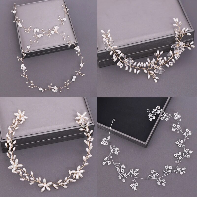 Bridal Pearl Headband Rhinestone Flower Headband Αξεσουάρ για τα μαλλιά γάμου Γυναικεία νυφική κεφαλή Αξεσουάρ μαλλιών ελαφρύ