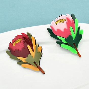 Wuli&baby Акрилни красиви брошки с цветя за жени Унисекс 2-цветни растения Парти Брошка за офис Игли Подаръци