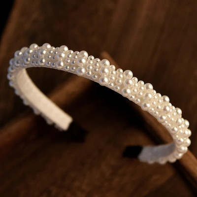 Bentiță de lux cu perle mari pentru femei, fete, bentițe pentru păr, benzi simple pentru cerc de păr, accesorii pentru bijuterii pentru păr de mireasă.