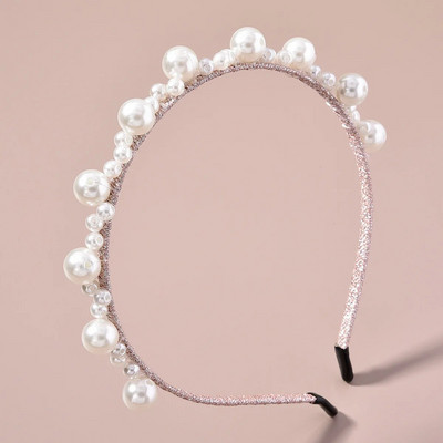 Bentiță de lux cu perle mari pentru femei, fete, bentițe pentru păr, benzi simple pentru cerc de păr, accesorii pentru bijuterii pentru păr de mireasă.