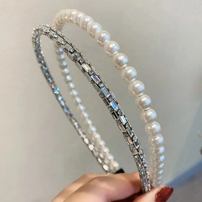 Bentiță de lux cu perle mari pentru femei, fete, bentițe pentru păr, benzi simple pentru cerc de păr, accesorii pentru bijuterii pentru păr de mireasă.