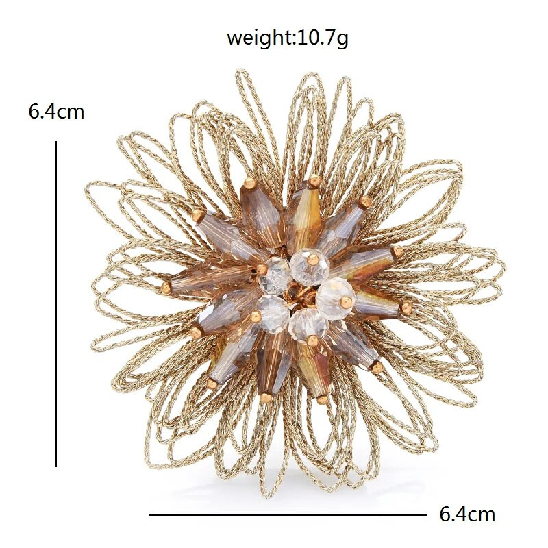 Wuli&baby ručno rađeni broševi od kristalnog cvijeća za žene dame 3-bojni cvjetni uredski broš za zabavu Pokloni