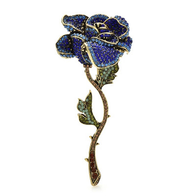 Wuli&baby säravad kaunid lillelised prossid naistele Unisex roosad sinised kivist roosi-lilletaimed peokontori prossinõelad