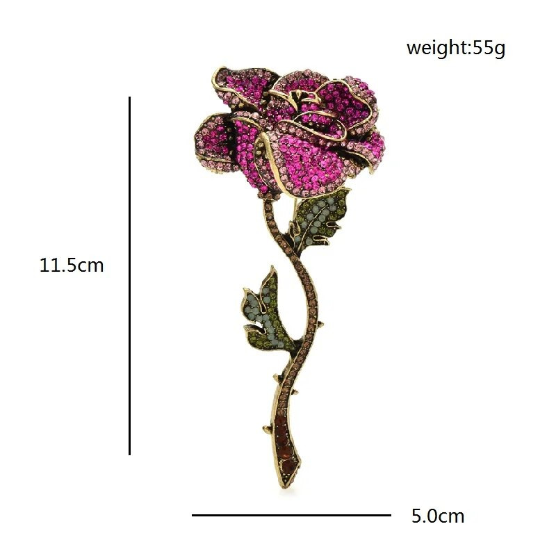 Wuli&baby säravad kaunid lillelised prossid naistele Unisex roosad sinised kivist roosi-lilletaimed peokontori prossinõelad