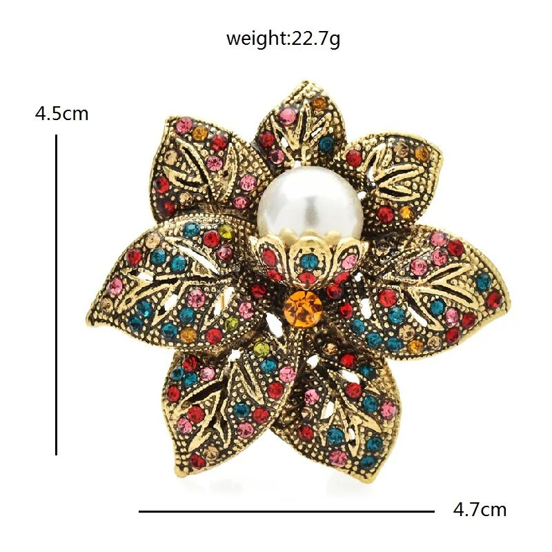 Wuli&baby vintage cvjetni broševi Ženski uniseks 2-bojni biserni dijamant Ljepotica Uredski broš Igle Pokloni