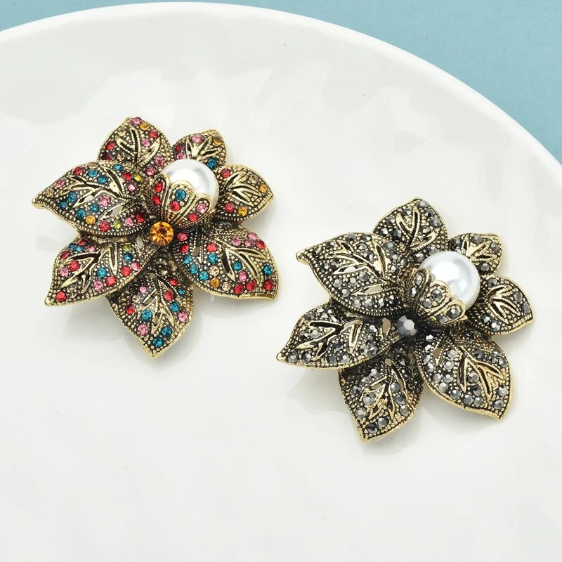 Wuli&baby vintage cvjetni broševi Ženski uniseks 2-bojni biserni dijamant Ljepotica Uredski broš Igle Pokloni