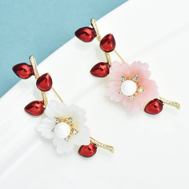 Wuli&baby Beauty Plum Flower Καρφίτσες για Γυναικείες Unisex Φυτά από σμάλτο 2 χρωμάτων Καρφίτσες καρφίτσας για πάρτι γραφείου Δώρα