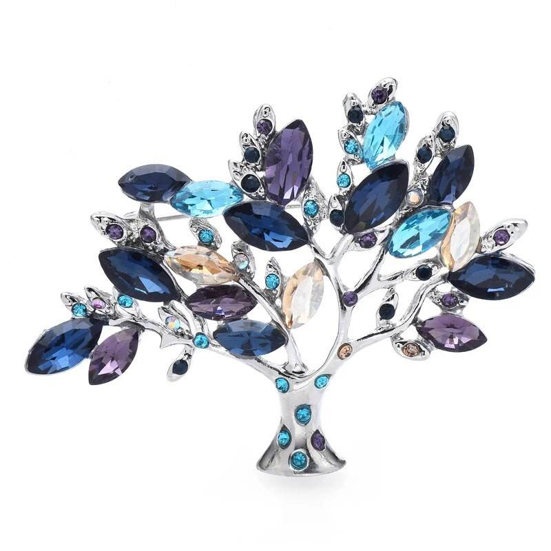 Wuli&baby Kalnų krištolinio medžio sagės moterims Vyriški 3 spalvų vintage Fortune Lucky Tree Party Biuro sagės smeigtukai Dovanos