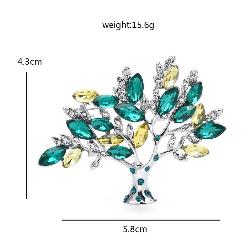 Wuli&baby Kalnų krištolinio medžio sagės moterims Vyriški 3 spalvų vintage Fortune Lucky Tree Party Biuro sagės smeigtukai Dovanos