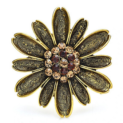 Wuli&baby lielas vintage margrietiņu ziedu saktas Sievietēm Unisex 3 krāsu Skaisti Rhinestone Augi Ballīte Biroja saktas piespraudes Dāvanas