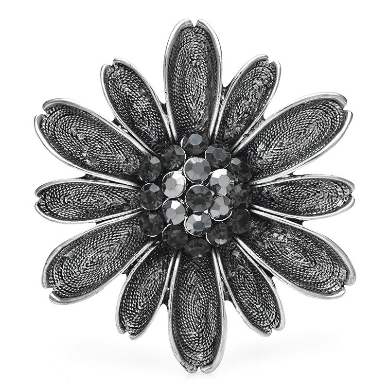 Wuli&baby lielas vintage margrietiņu ziedu saktas Sievietēm Unisex 3 krāsu Skaisti Rhinestone Augi Ballīte Biroja saktas piespraudes Dāvanas