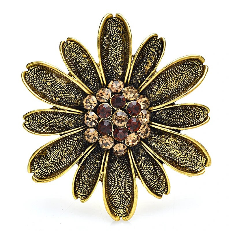 Wuli&baby lielas vintage margrietiņu ziedu saktas Sievietēm Unisex 3 krāsu Skaisti Rhinestone Augi Ballīte Biroja saktas piespraudes Dāvanas