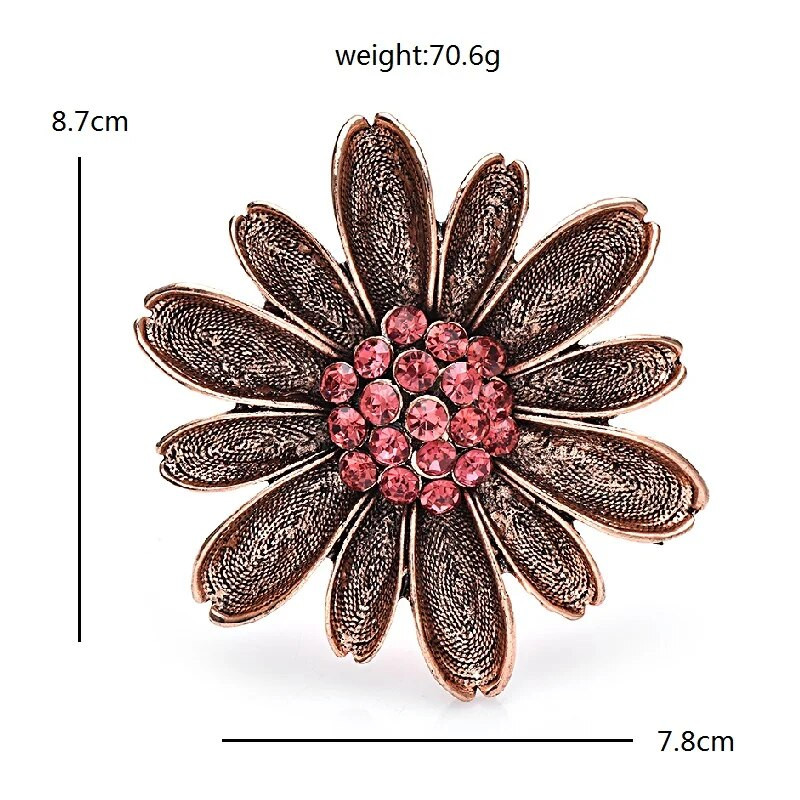 Wuli&baby lielas vintage margrietiņu ziedu saktas Sievietēm Unisex 3 krāsu Skaisti Rhinestone Augi Ballīte Biroja saktas piespraudes Dāvanas