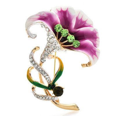 Wuli&baby Pretty Lily prossid naistele Unisex 2-värviline emailitud kivist lillepeo kontori pross Pin Kingid