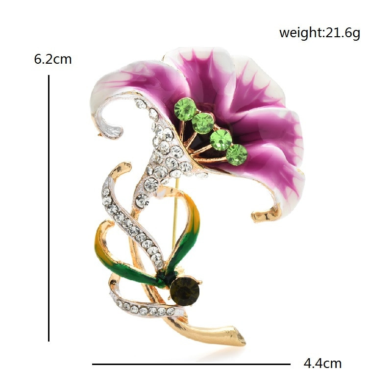 Wuli&baby Pretty Lily prossid naistele Unisex 2-värviline emailitud kivist lillepeo kontori pross Pin Kingid