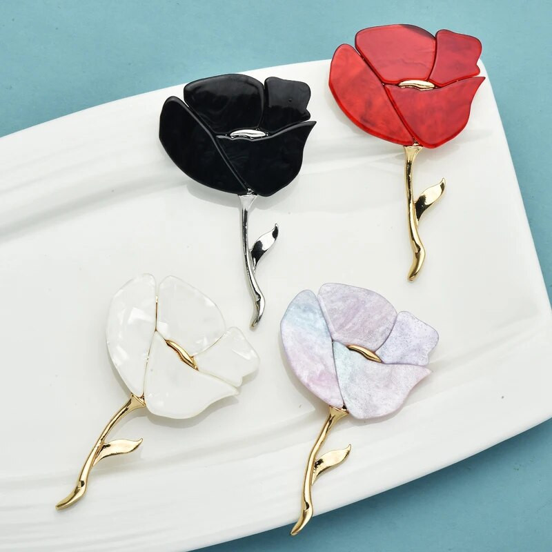 Wuli&baby Akrüülist 4-värvilised lillelised prossid naistele Unisex klassikalised kaunid taimed peoks Kontori prossinõelad Kingitused