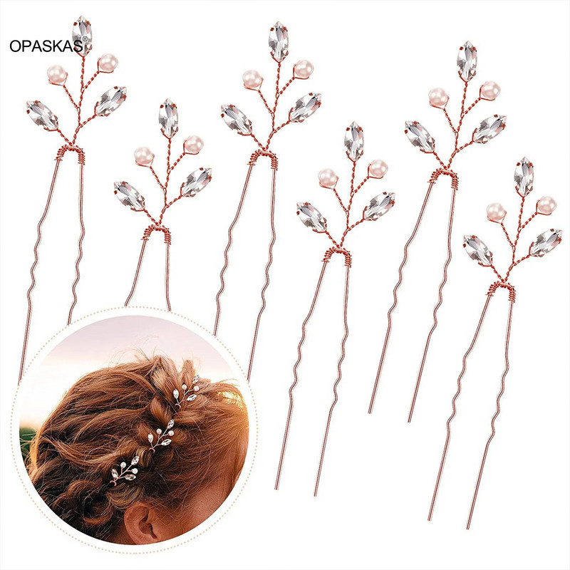 4/6 komada Ukosnice u obliku slova U Vjenčani nakit za kosu Biserni kristali Kosa za kosu Vilica Modne svadbene tijare Ukrasi za glavu za djevojke