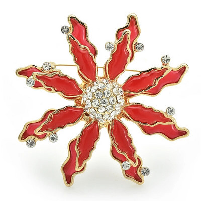 Wuli&baby lielas emaljas ziedu saktas Sievietēm Unisex 3 krāsu Rhinestone Skaisti augi Ballīte Biroja saktas piespraudes Dāvanas