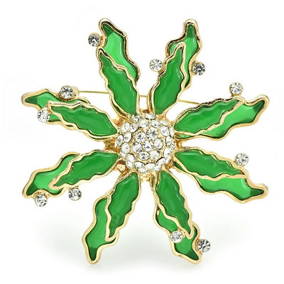 Wuli&baby lielas emaljas ziedu saktas Sievietēm Unisex 3 krāsu Rhinestone Skaisti augi Ballīte Biroja saktas piespraudes Dāvanas