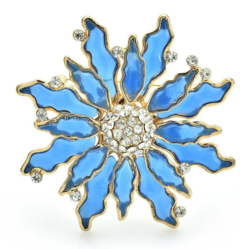 Wuli&baby lielas emaljas ziedu saktas Sievietēm Unisex 3 krāsu Rhinestone Skaisti augi Ballīte Biroja saktas piespraudes Dāvanas