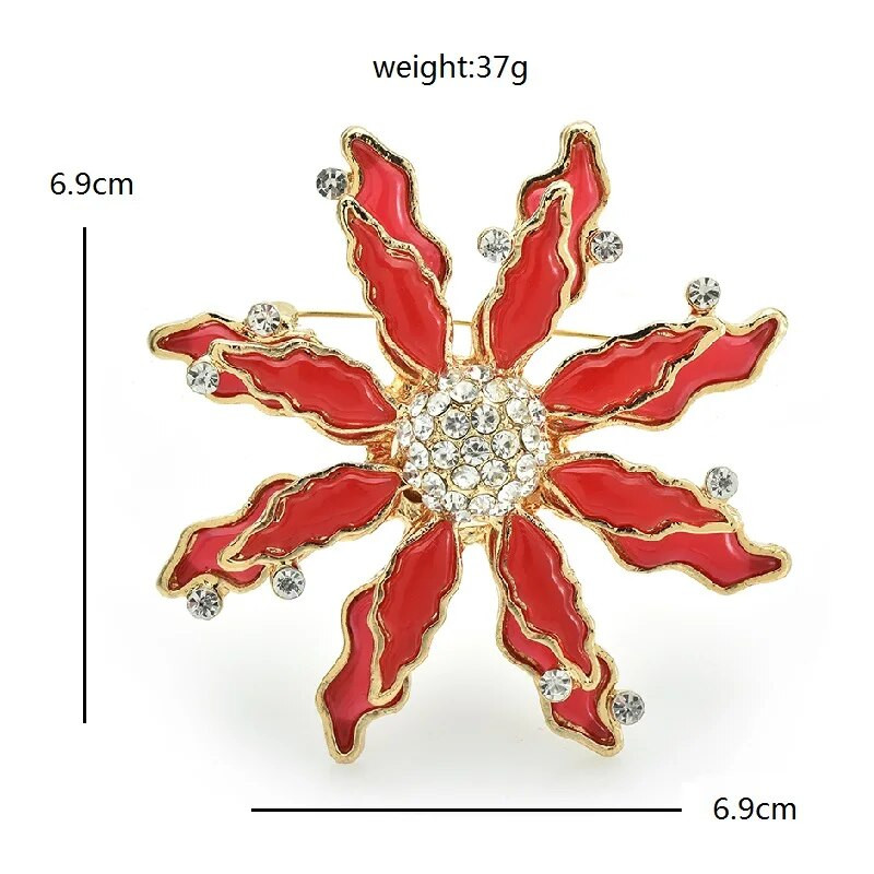 Wuli&baby lielas emaljas ziedu saktas Sievietēm Unisex 3 krāsu Rhinestone Skaisti augi Ballīte Biroja saktas piespraudes Dāvanas