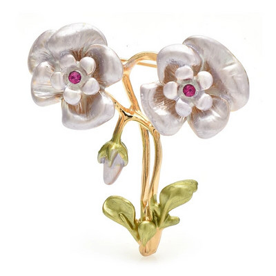 Wuli&baby kaunid emailitud lilleprossid naistele Unisex 2-värvilised armsad taimed, pidukontori prossinõelad Kingitused