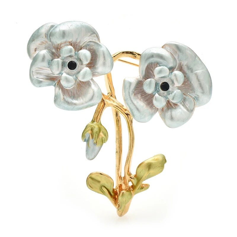 Wuli&baby kaunid emailitud lilleprossid naistele Unisex 2-värvilised armsad taimed, pidukontori prossinõelad Kingitused