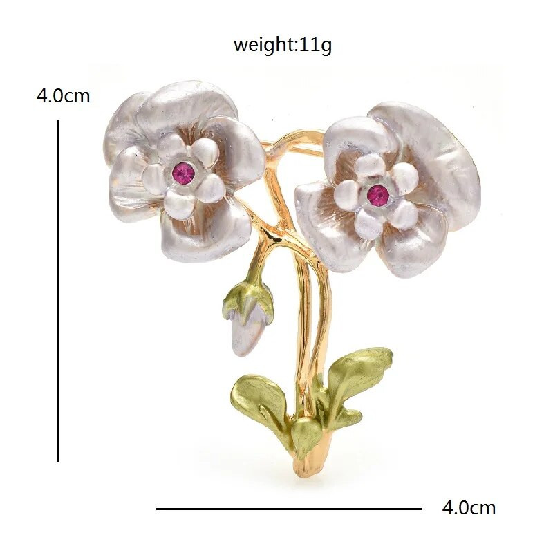 Wuli&baby kaunid emailitud lilleprossid naistele Unisex 2-värvilised armsad taimed, pidukontori prossinõelad Kingitused
