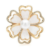 Wuli&baby Višeslojni Broševi s cvijećem za žene Unisex Dvobojni kamenčići Biserne biljke Party Uredski broš Igle Pokloni