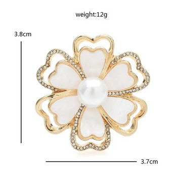 Wuli&baby All-match Flowers Καρφίτσες Γυναικείες Unisex 2χρωμα Rhinestone Pearl Plants Δώρα γραφείου καρφίτσα καρφίτσα